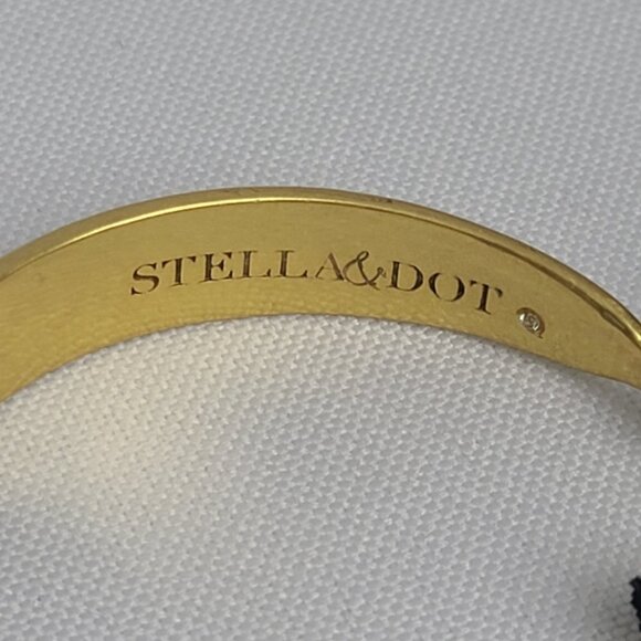 𝅺STELLA & Dot Matt Gold Black Beaded Cuff Bracelet - Picture 6 of 6